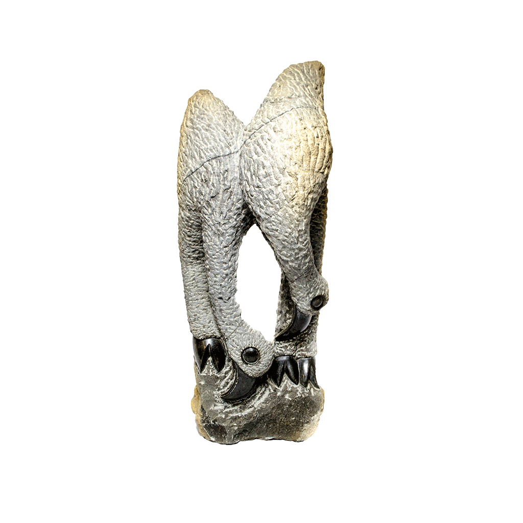One of a kind African Fine Art: Hand Carved Stone Sculpture 'Couple' by Zimbabwean Artist Tinashe Makaza Made in 1990