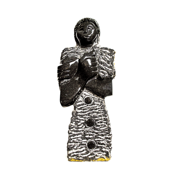 Protective Woman, a Shona stone sculpture carved from spring stone in Zimbabwe by B.T. Manyandure