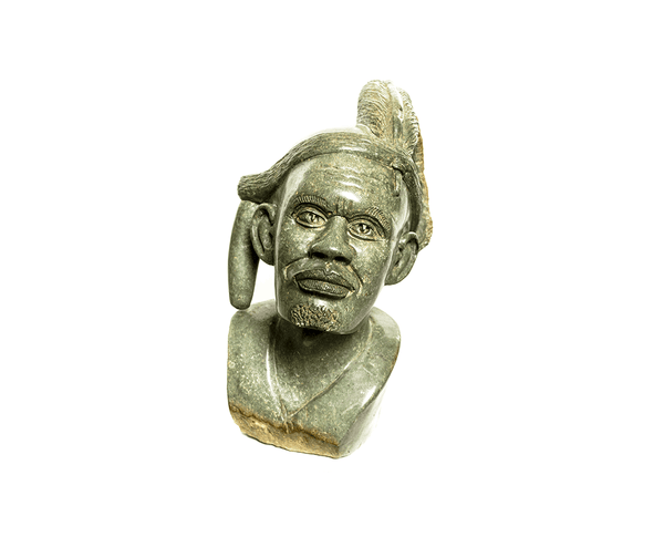 The Chief, a Shona stone sculpture carved from green serpentine stone in Zimbabwe by Joseph Tozo