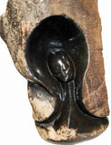 Close up: Hand Carved Stone Sculpture 'Hidden' by Zimbabwean Artist NVM Made in 1990