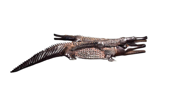 Full view: Authentic Hand Carved Wooden 'Crocodile' Sculpture from Kenya Made in 1988