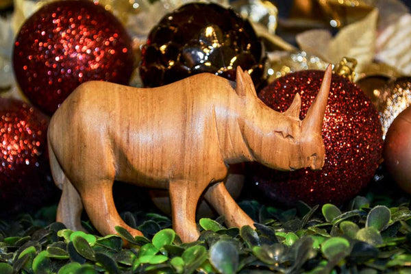 Size medium, alternate view: Authentic Vintage Hand Carved Teak Wood 'Rhino' Figurine from Kenya