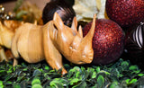 Close up: Authentic Vintage Hand Carved Teak Wood 'Rhino' Figurine from Kenya